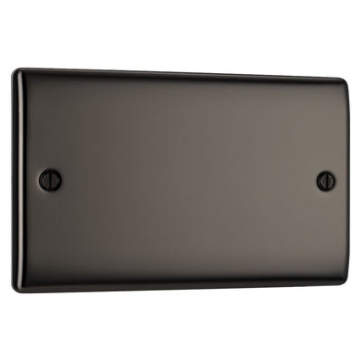 BG Nexus Black Nickle Double Blanking Plate NBN95 with 35mm Steel Back Box