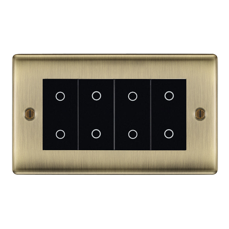 BG Nexus Antique Brass Quad Master Touch Dimmer Switch - Black Insert