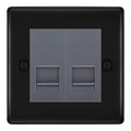 BG Nexus Matt Black Double IDC Secondary Telephone Socket - Grey Insert