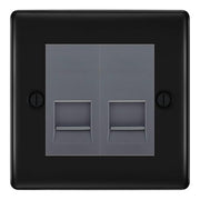 BG Nexus Matt Black Double IDC Secondary Telephone Socket - Grey Insert by British General (BG-NFBBTS2G)
