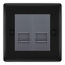 BG Nexus Matt Black Double IDC Secondary Telephone Socket - Grey Insert by British General (BG-NFBBTS2G)