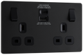 BG Evolve PCDMB22UAC30B Matt Black 2 Gang 13A Socket-Black Insert