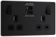 BG Evolve PCDMB22UAC30B Matt Black 2 Gang 13A Socket-Black Insert