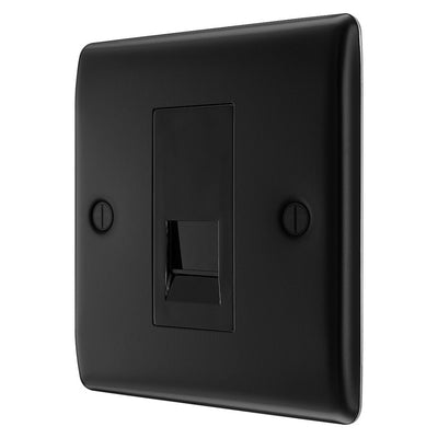BG Nexus Matt Black Single RJ11 Data Outlet NFBRJ111 with 25mm Steel Back Box