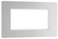 BG PCDBSEMR4W Brushed Steel Evolve 4 Euro Module Front Plate - White Insert
