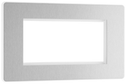 BG PCDBSEMR4W Brushed Steel Evolve 4 Euro Module Front Plate - White Insert by British General (BG-PCDBSEMR4W-Shopify-SA_1)