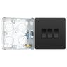 BG Evolve Black Chrome 3 Gang 20A 16AX 2 Way Light Switch PCDBC43B with 25mm Steel Back Box by British General