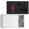 BG Evolve Matt Black 45A Switch 13A Switched Socket Cooker Control Unit PCDMB70B with 35mm Steel Back Box by British General