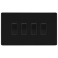 BG Matt Black Screwless Light Switch 4 Gang 2x Intermediate 2x 2-Way Grid Switch