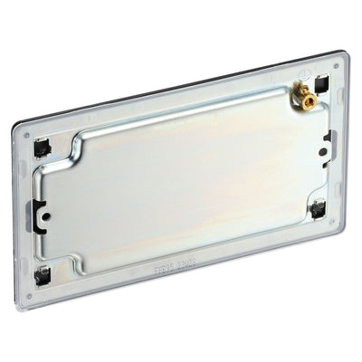 BG Screwless Matt Black Double Blanking Plate FFB95 with 25mm Steel Back Box