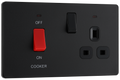 BG Evolve PCDMB70B Matt Black 45A 2 Unit 13A Socket-Black Insert