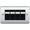 BG Nexus Polished Chrome 4 Gang RJ45 Cat6 Data Socket Outlet Black Inserts