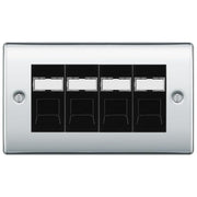 BG Nexus Polished Chrome 4 Gang RJ45 Cat6 Data Socket Outlet Black Inserts by British General (BG-NPCRJ454B)