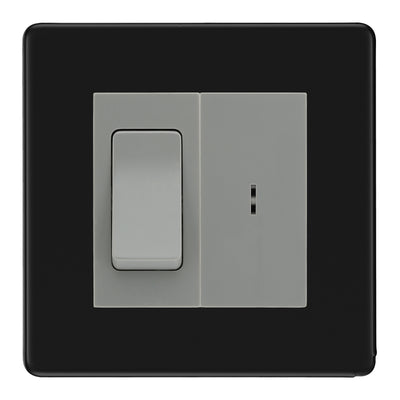 BG Screwless Matt Black 20A Secret Key Switch with 20A Double Pole Switch - Grey Insert