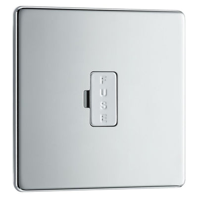 BG Screwless Polished Chrome 13A Unswitched Fused Connection Unit FPC54 with 35mm Steel Back Box