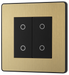 PCDSBTDM2B Front - This Evolve Satin Brass double master trailing edge touch dimmer allows you to control your light levels and set the mood.
