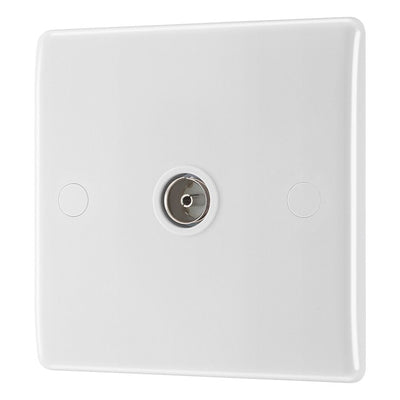 BG Electrical Single Isolated Co-Axial TV Socket Outlet & 32mm Pattress Back Box