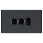 BG Evolve Matt Grey 3 Gang Light Switch 2x Trailing Edge LED Dimmer 1x 2 Way Custom Switch by British General (Evolve-MG-CUSTOM-3GANG-2xDIMMER-1x2WAY)