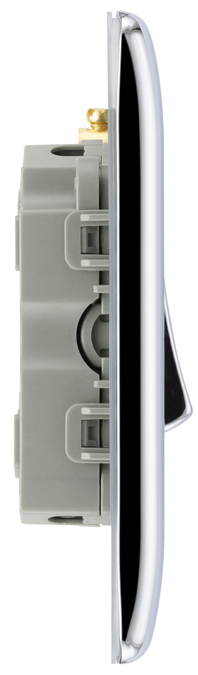 BG NPC43 Nexus Metal Polished Chrome 3 Gang 10A 10AX 2 Way Plate Switch