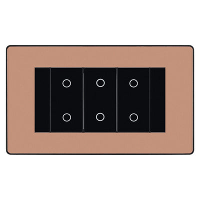 BG Evolve Polished Copper Screwless Triple Master Touch Dimmer Switch PCDCPTDM3B