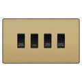 BG Evolve Satin Brass Custom Appliance Grid Switch 4 Gang Screwlessc