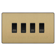 BG Evolve Satin Brass Custom Appliance Grid Switch 4 Gang Screwlessc by British General (BG-EVOLVE-SB-4GANG-APPLIANCE)