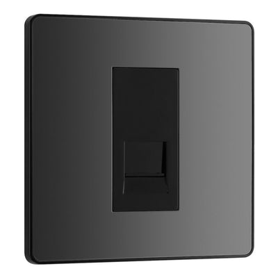 BG Evolve Black Chrome 1 Gang Master Telephone Outlet PCDBCBTM1B with 35mm Steel Back Box