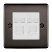 BG Nexus Metal Black Nickel 2 Gang RJ45 Data Socket NBNRJ452W White Inserts by British General