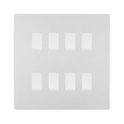 BG Evolve Brushed Steel 8-Gang Intermediate Light Switch | Screwless Design + Back Box by British General (BG-EVOLVE-BS-8G-CUSTOM-8x-INT-SWITCH)