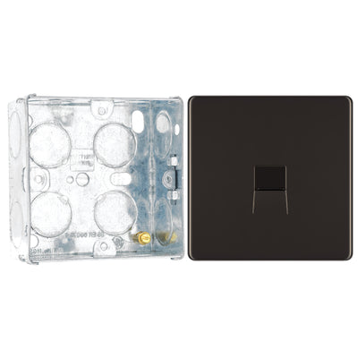 BG Screwless Black Nickel Single Master Telephone Socket FBNBTM1 with 35mm Steel Back Box