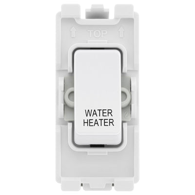 BG Evolve White RRWHPCDW 20A DP Appliance Grid Switch Labelled Water Heater by British General (BG-RRWHPCDW+RPCDW30)