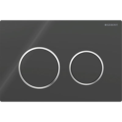 Geberit Omega20 Round WC Dual Flush Plate - Black & Chrome - 115.085.KM.1