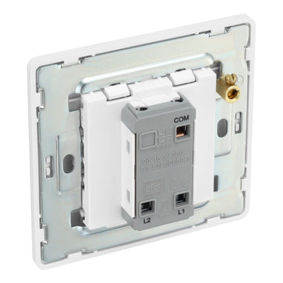 BG Evolve Brushed Steel 2 Way Single Edge to Edge Rocker Switch PCDBS12EW with 35mm Steel Back Box