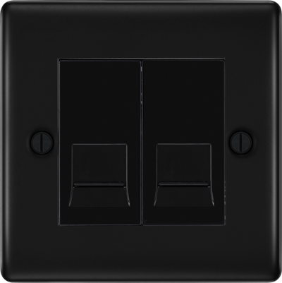 BG NFBRJ112 Nexus Metal RJ11 Double Data Outlet Socket - Matt Black