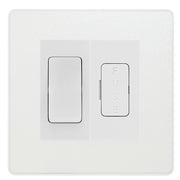 BG Evolve Pearlescent White 20A Double Pole Switch & 13A Fused Spur Plate | White Insert