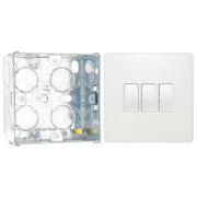 BG Evolve Pearlescent White 20A 16AX 2-Way Triple Light Switch PCDCL43W with 35mm Steel Back Box