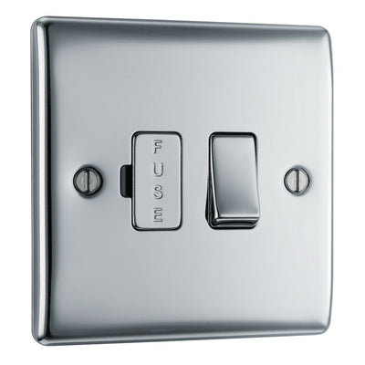 BG Nexus Polished Chrome 13A Fused Connection Unit Switched NPC50 with 35mm Steel Back Box