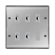 BG Nexus Metal Brushed Steel 5 Gang Flex Outlet Socket by British General (BG-NEXUS-BS-5G-FLEX-OUTLET-SOCKET)
