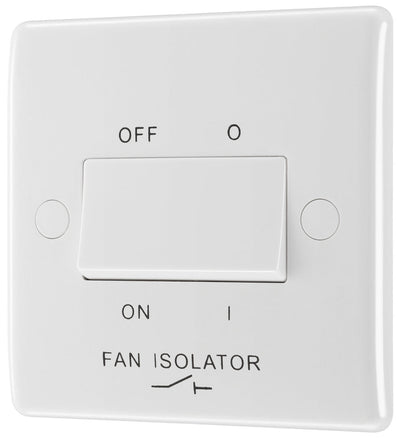 BG 815 Moulded Round Edge | White | 1 Gang 10AX 3 Pole Fan Isolator Switch by British General (BG-815)