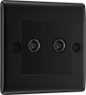 BG NFB63 Nexus Metal Matt Black Isolated Double TV Aerial Socket - Black Insert by British General (BG-NFB63-Shopify-SA_1)
