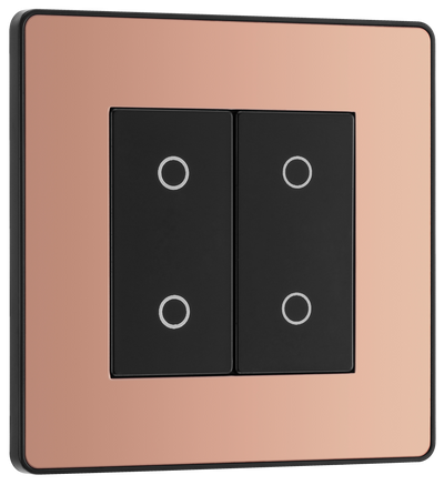 BG Evolve PCDCPTDS2B Polished Copper 2 Gang 200W Trailing Edge Secondary Touch Dimmer - Black Insert