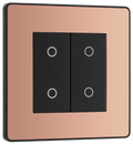 BG Evolve PCDCPTDS2B Polished Copper 2 Gang 200W Trailing Edge Secondary Touch Dimmer - Black Insert