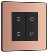 BG Evolve PCDCPTDS2B Polished Copper 2 Gang 200W Trailing Edge Secondary Touch Dimmer - Black Insert by British General (BG-PCDCPTDS2B-Shopify-SA_1)