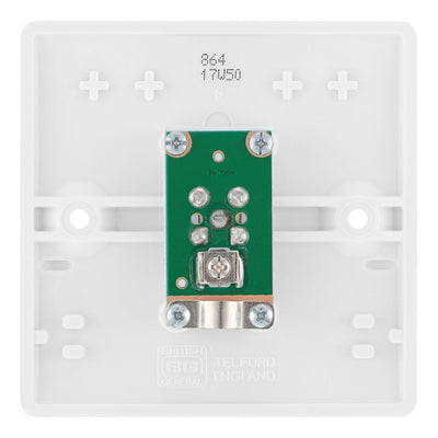 BG Electrical Single Satellite TV Socket Outlet White & 50mm Pattress Back Box