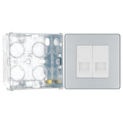 BG Screwless Polished Chrome 2 Gang Master Telephone Socket FPCBTM2 with 35mm Steel Back Box by British General