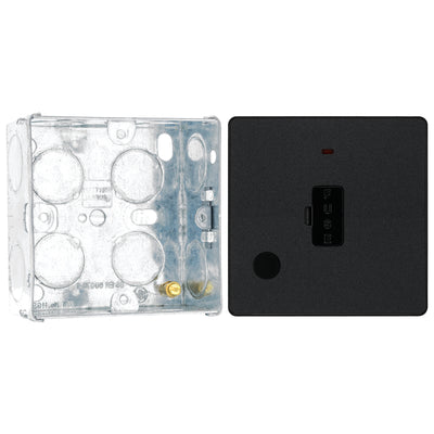 BG Evolve Matt Black 13A Flex Outlet Neon Unswitched Fused Connection Unit PCDMB54B with 35mm Steel Back Box