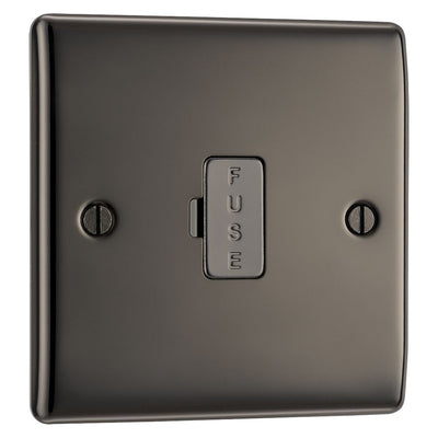BG Nexus Black Nickel 13A Unswitched Fused Connection Unit NBN54 with 35mm Steel Back Box