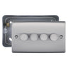 BG Nexus Brushed Steel 200W 2-Way 4 Gang Trailing Edge Push Dimmer & Surface Pattress Back Box by British General (BG-NBS84+MC502)