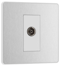 BG PCDBS60W Brushed Steel Evolve Co-Axial Socket Outlet - White Insert
