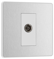 BG PCDBS60W Brushed Steel Evolve Co-Axial Socket Outlet - White Insert by British General (BG-PCDBS60W-Shopify-SA_1)